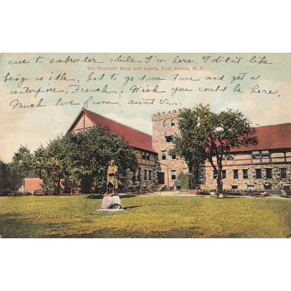 East Aurora New York NY Roycroft Shop & Lawns Arts & Crafts Campus Postcard 1910 - Picture 1 of 2